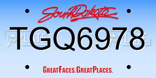 TGQ6978 South Dakota License Plate