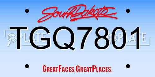 TGQ7801 South Dakota License Plate