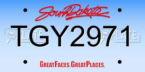 TGY2971 South Dakota License Plate