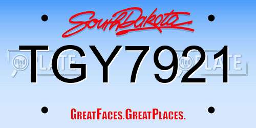 TGY7921 South Dakota License Plate