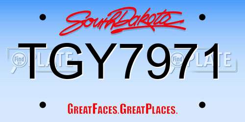 TGY7971 South Dakota License Plate