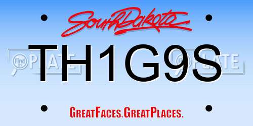 TH1G9S South Dakota License Plate