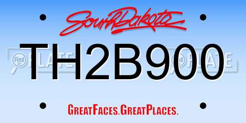 TH2B900 South Dakota License Plate