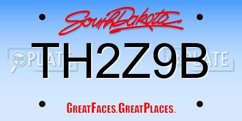 TH2Z9B South Dakota License Plate