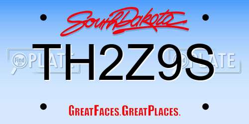 TH2Z9S South Dakota License Plate