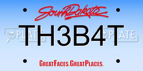 TH3B4T South Dakota License Plate