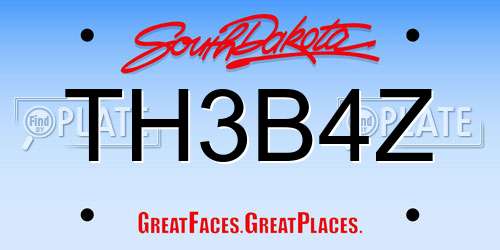 TH3B4Z South Dakota License Plate