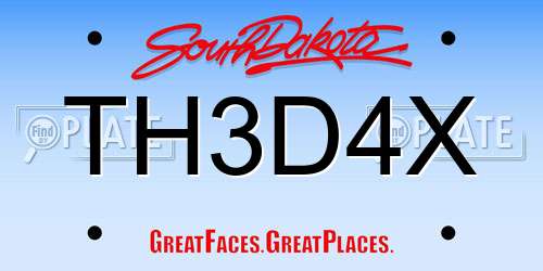 TH3D4X South Dakota License Plate