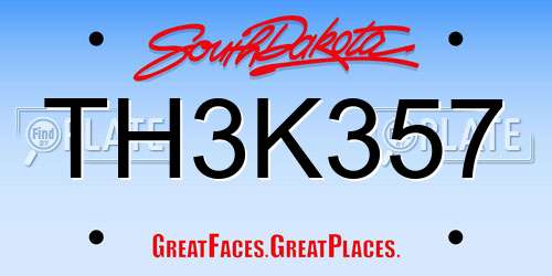 TH3K357 South Dakota License Plate