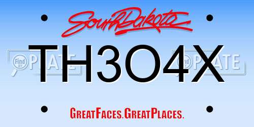TH3O4X South Dakota License Plate