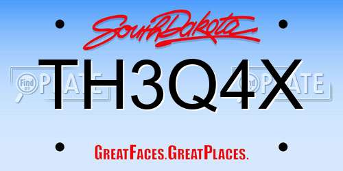 TH3Q4X South Dakota License Plate