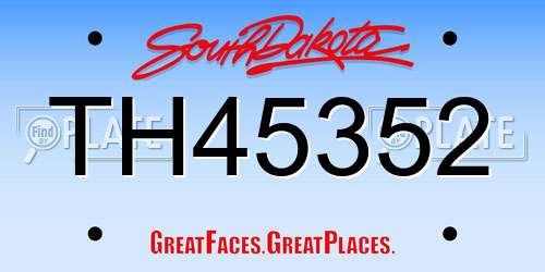 TH45352 South Dakota License Plate