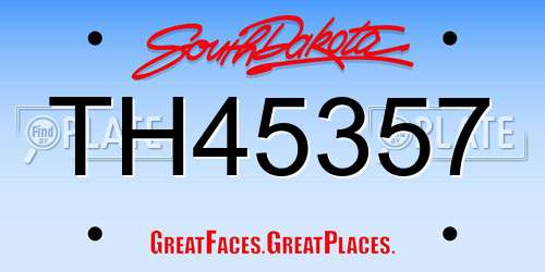 TH45357 South Dakota License Plate