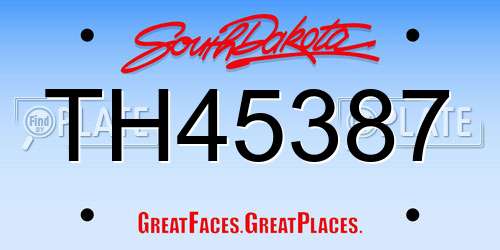 TH45387 South Dakota License Plate