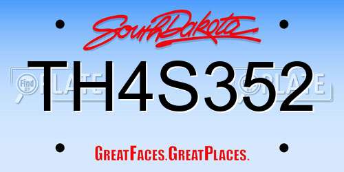TH4S352 South Dakota License Plate