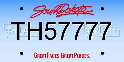 TH57777 South Dakota License Plate