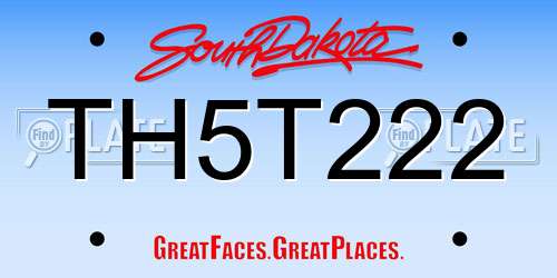 TH5T222 South Dakota License Plate