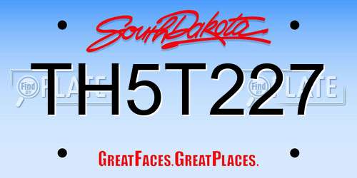 TH5T227 South Dakota License Plate
