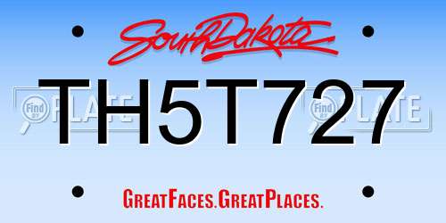 TH5T727 South Dakota License Plate