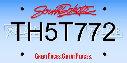 TH5T772 South Dakota License Plate