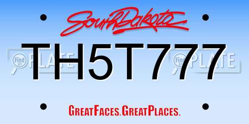 TH5T777 South Dakota License Plate