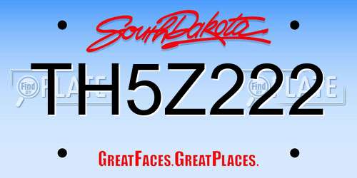 TH5Z222 South Dakota License Plate