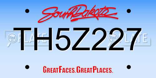 TH5Z227 South Dakota License Plate