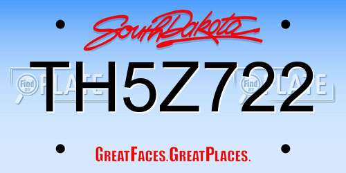 TH5Z722 South Dakota License Plate