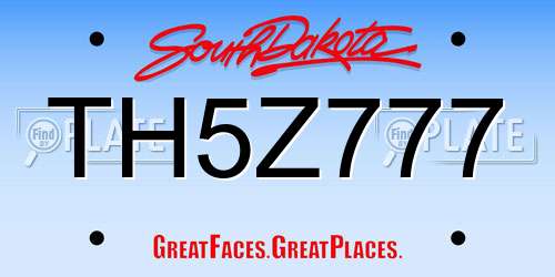 TH5Z777 South Dakota License Plate