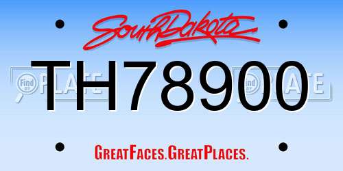 TH78900 South Dakota License Plate