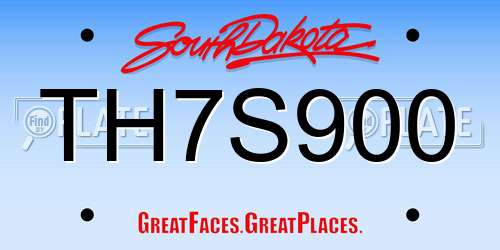 TH7S900 South Dakota License Plate