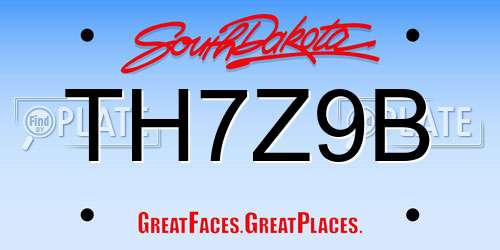 TH7Z9B South Dakota License Plate