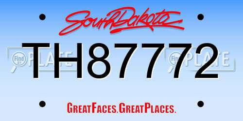 TH87772 South Dakota License Plate