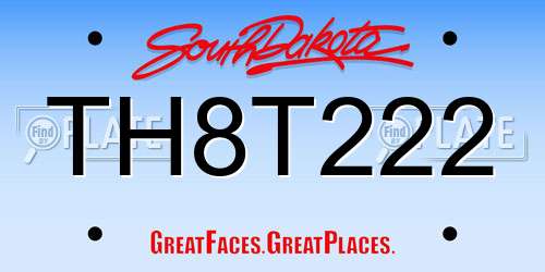 TH8T222 South Dakota License Plate