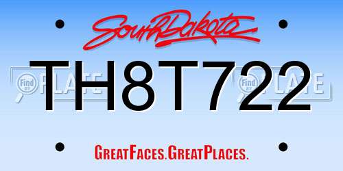 TH8T722 South Dakota License Plate