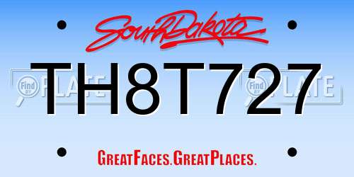 TH8T727 South Dakota License Plate
