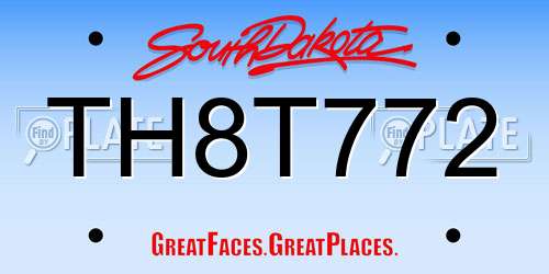 TH8T772 South Dakota License Plate