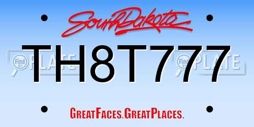 TH8T777 South Dakota License Plate