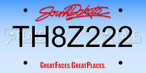 TH8Z222 South Dakota License Plate