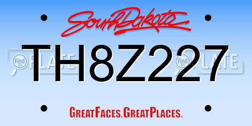 TH8Z227 South Dakota License Plate