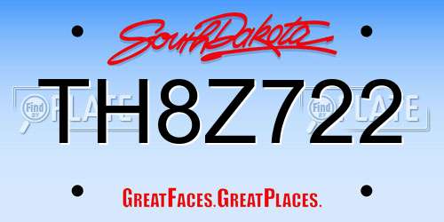 TH8Z722 South Dakota License Plate