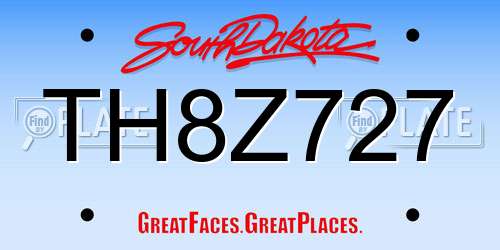 TH8Z727 South Dakota License Plate
