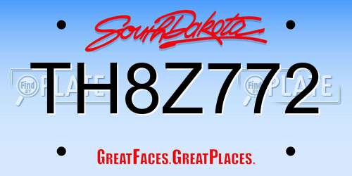 TH8Z772 South Dakota License Plate