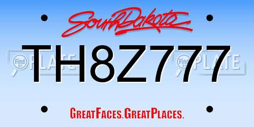 TH8Z777 South Dakota License Plate