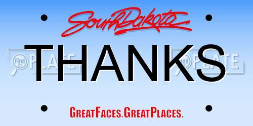 THANKS South Dakota License Plate