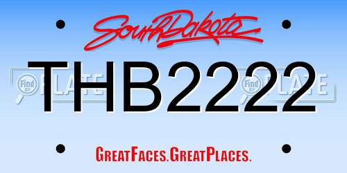 THB2222 South Dakota License Plate