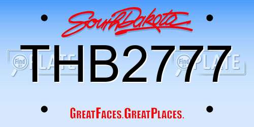 THB2777 South Dakota License Plate