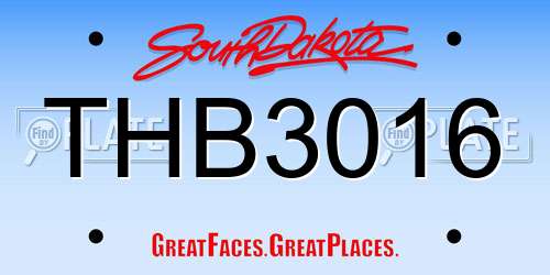 THB3016 South Dakota License Plate