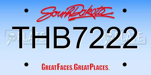 THB7222 South Dakota License Plate