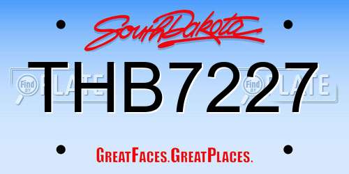 THB7227 South Dakota License Plate